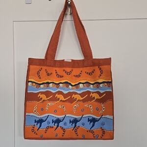 Vibrant Orange and Blue Tote Bag with Australia Inspired Design